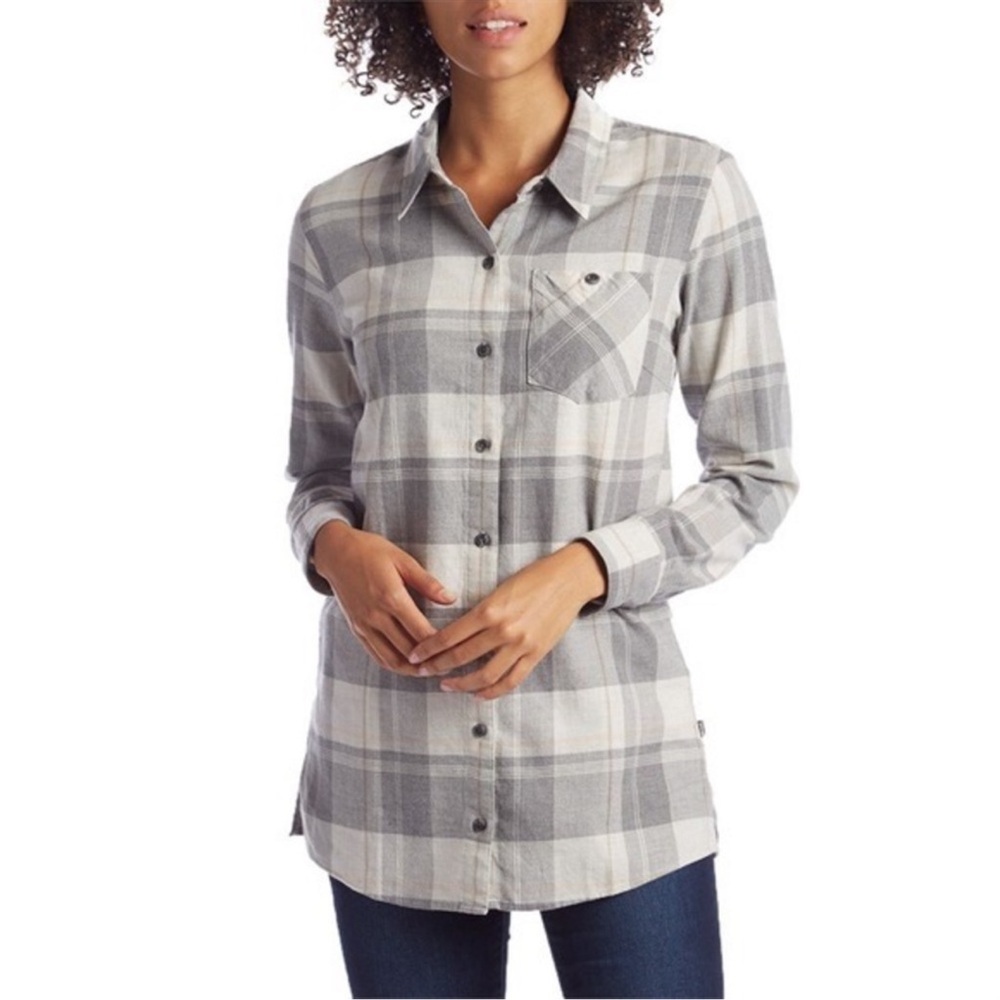 Patagonia Aspen Forest Tunic in Wind Weaver Plaid Tailored Grey